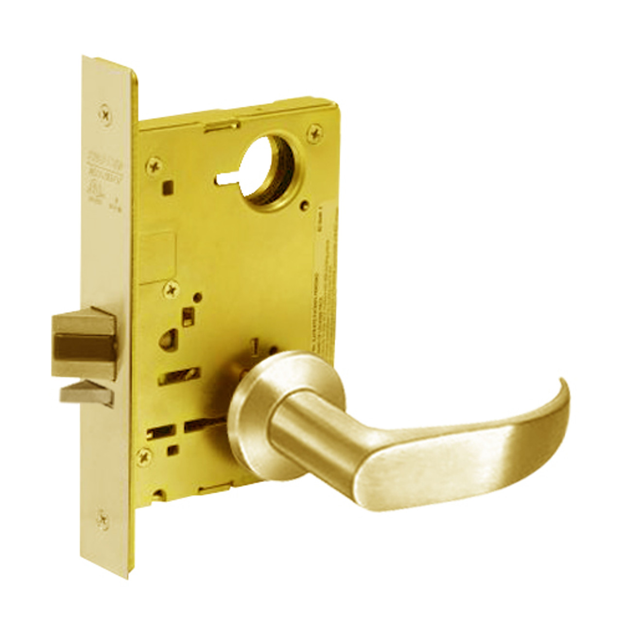 8215-LNP-03 Sargent 8200 Series Passage or Closet Mortise Lock with LNP Lever Trim in Bright Brass