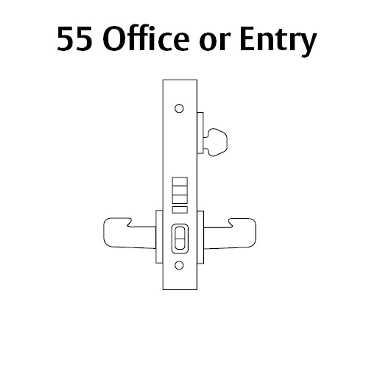 8255-LNB-32D Sargent 8200 Series Office or Entry Mortise Lock with LNB Lever Trim in Satin Stainless Steel