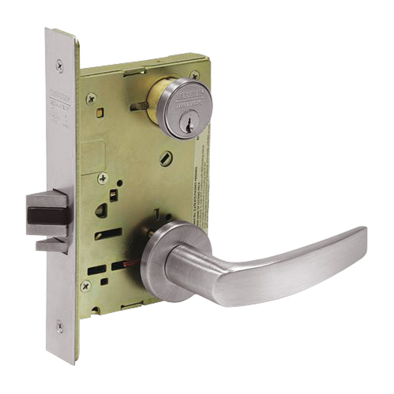 8236-LNB-32D Sargent 8200 Series Closet Mortise Lock with LNB Lever Trim in Satin Stainless Steel