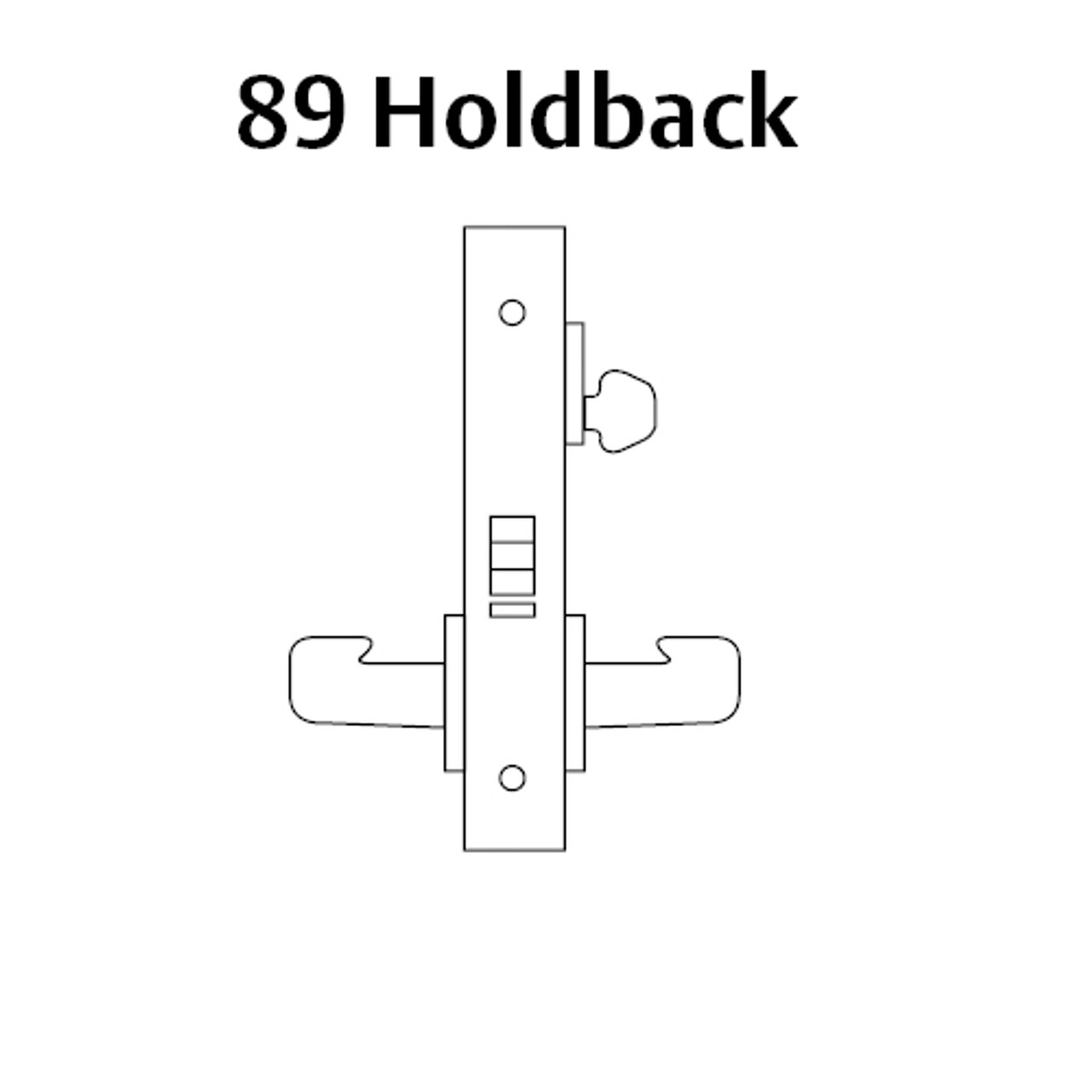 8289-LNB-03 Sargent 8200 Series Holdback Mortise Lock with LNB Lever Trim in Bright Brass