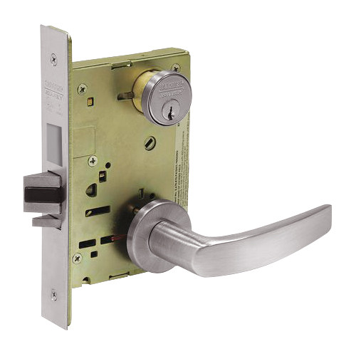 8235-LNB-32D Sargent 8200 Series Storeroom Mortise Lock with LNB Lever Trim and Deadbolt in Satin Stainless Steel