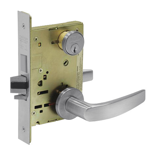 8249-LNB-26D Sargent 8200 Series Security Deadbolt Mortise Lock with LNB Lever Trim in Satin Chrome