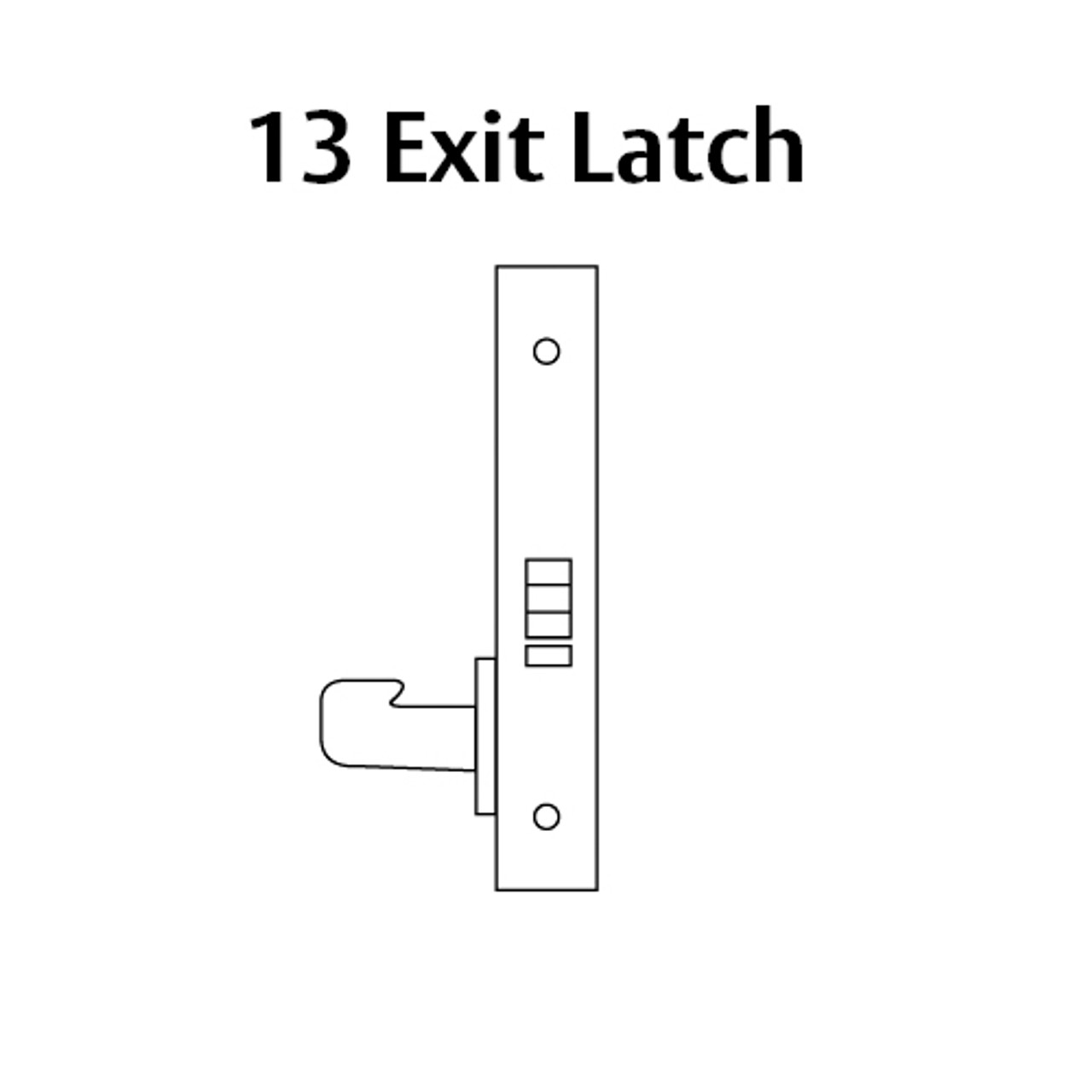 8213-LNB-26 Sargent 8200 Series Communication or Exit Mortise Lock with LNB Lever Trim in Bright Chrome