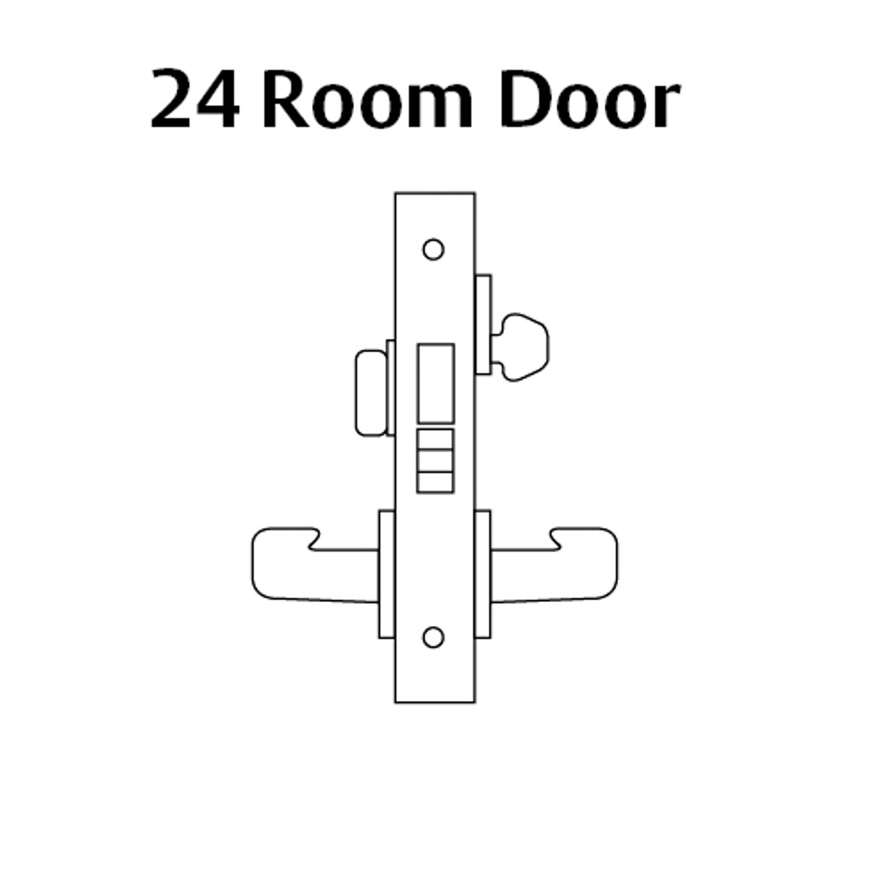 LC-8224-LNL-04 Sargent 8200 Series Room Door Mortise Lock with LNL Lever Trim and Deadbolt in Satin Brass