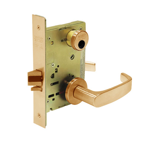 LC-8217-LNL-10 Sargent 8200 Series Asylum or Institutional Mortise Lock with LNL Lever Trim Less Cylinder in Satin Bronze