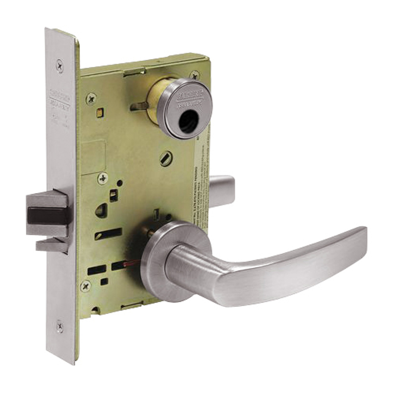 LC-8205-LNB-32D Sargent 8200 Series Office or Entry Mortise Lock with LNB Lever Trim Less Cylinder in Satin Stainless Steel