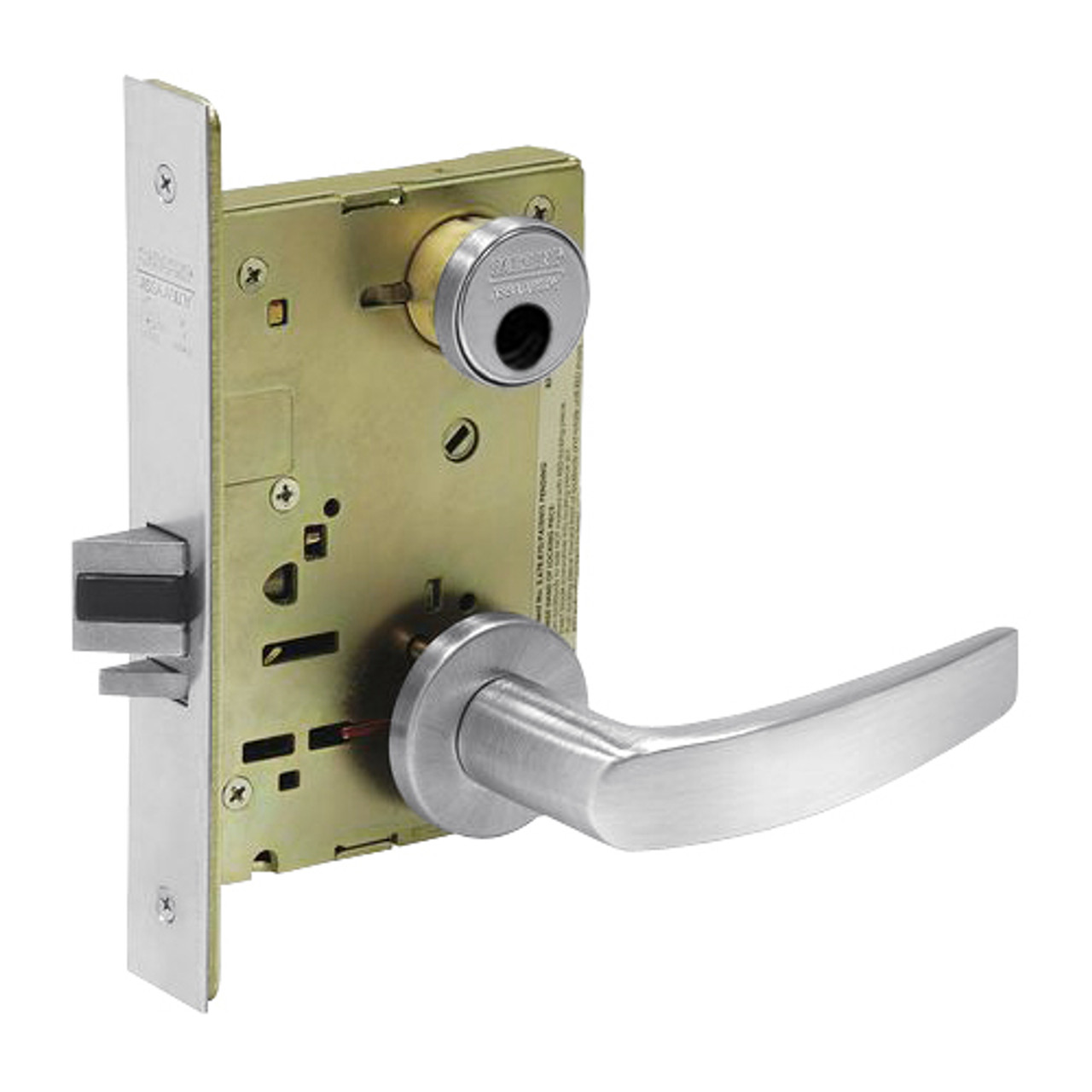 LC-8231-LNB-26 Sargent 8200 Series Utility Mortise Lock with LNB Lever Trim Less Cylinder in Bright Chrome
