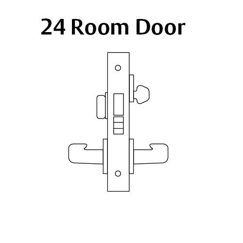 LC-8224-LNB-26D Sargent 8200 Series Room Door Mortise Lock with LNB Lever Trim and Deadbolt in Satin Chrome