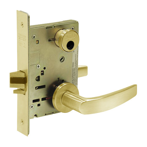 LC-8259-LNB-03 Sargent 8200 Series School Security Mortise Lock with LNB Lever Trim Less Cylinder in Bright Brass