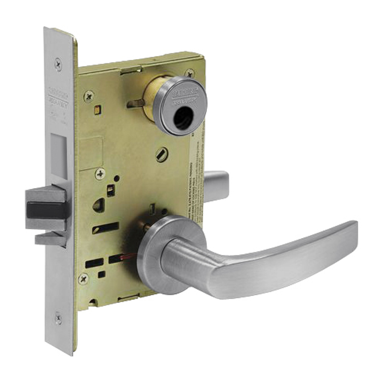 LC-8252-LNB-26D Sargent 8200 Series Institutional Mortise Lock with LNB Lever Trim Less Cylinder in Satin Chrome