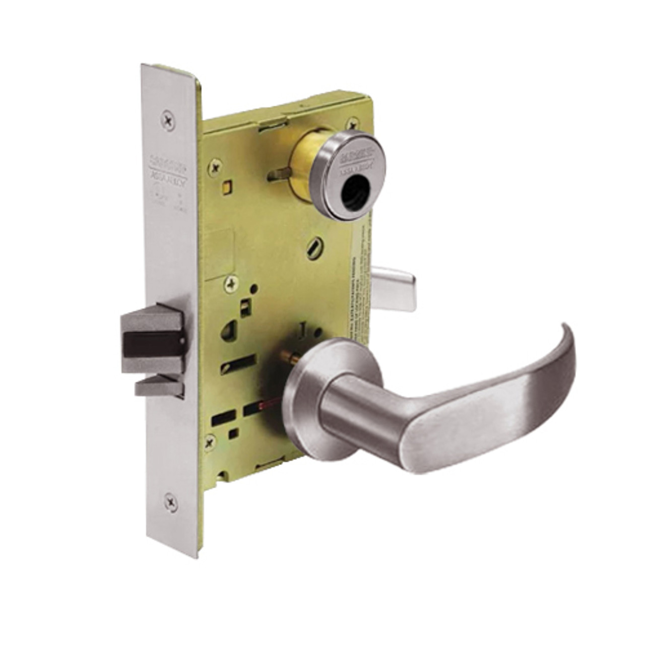 LC-8205-LNP-32D Sargent 8200 Series Office or Entry Mortise Lock with LNP Lever Trim Less Cylinder in Satin Stainless Steel