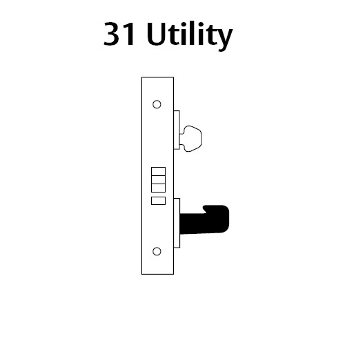 LC-8231-LNP-03 Sargent 8200 Series Utility Mortise Lock with LNP Lever Trim Less Cylinder in Bright Brass