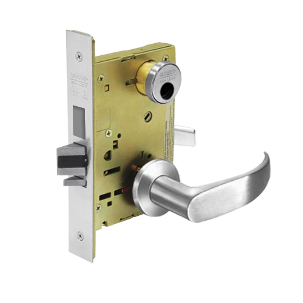 LC-8243-LNP-26 Sargent 8200 Series Apartment Corridor Mortise Lock with LNP Lever Trim and Deadbolt in Bright Chrome