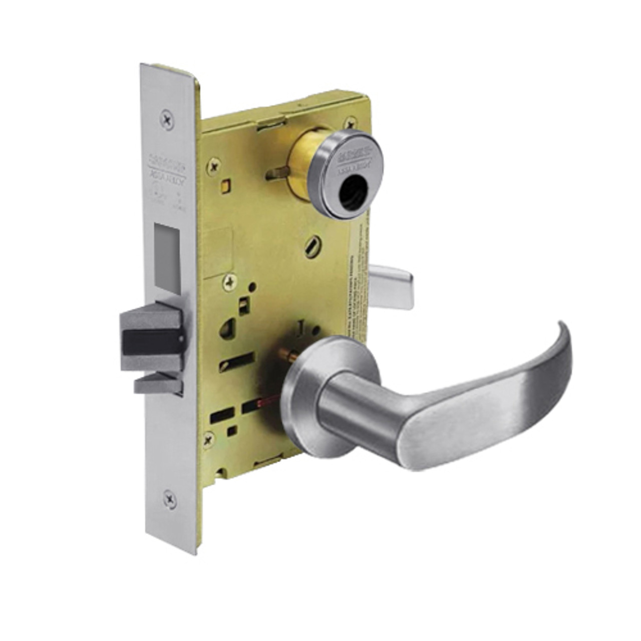 LC-8246-LNP-26D Sargent 8200 Series Dormitory or Exit Mortise Lock with LNP Lever Trim Less Cylinder in Satin Chrome