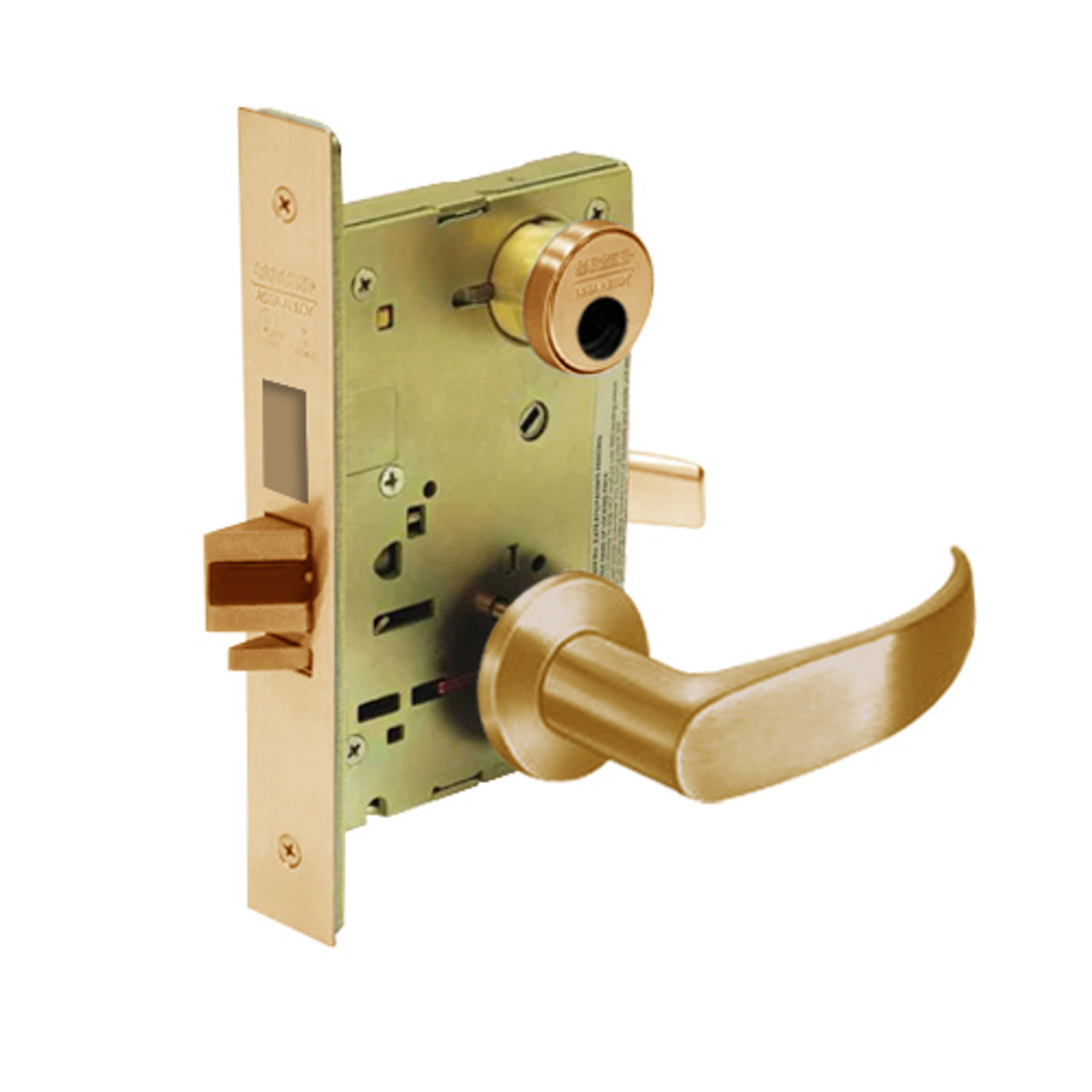 LC-8252-LNP-10 Sargent 8200 Series Institutional Mortise Lock with LNP Lever Trim Less Cylinder in Dull Bronze