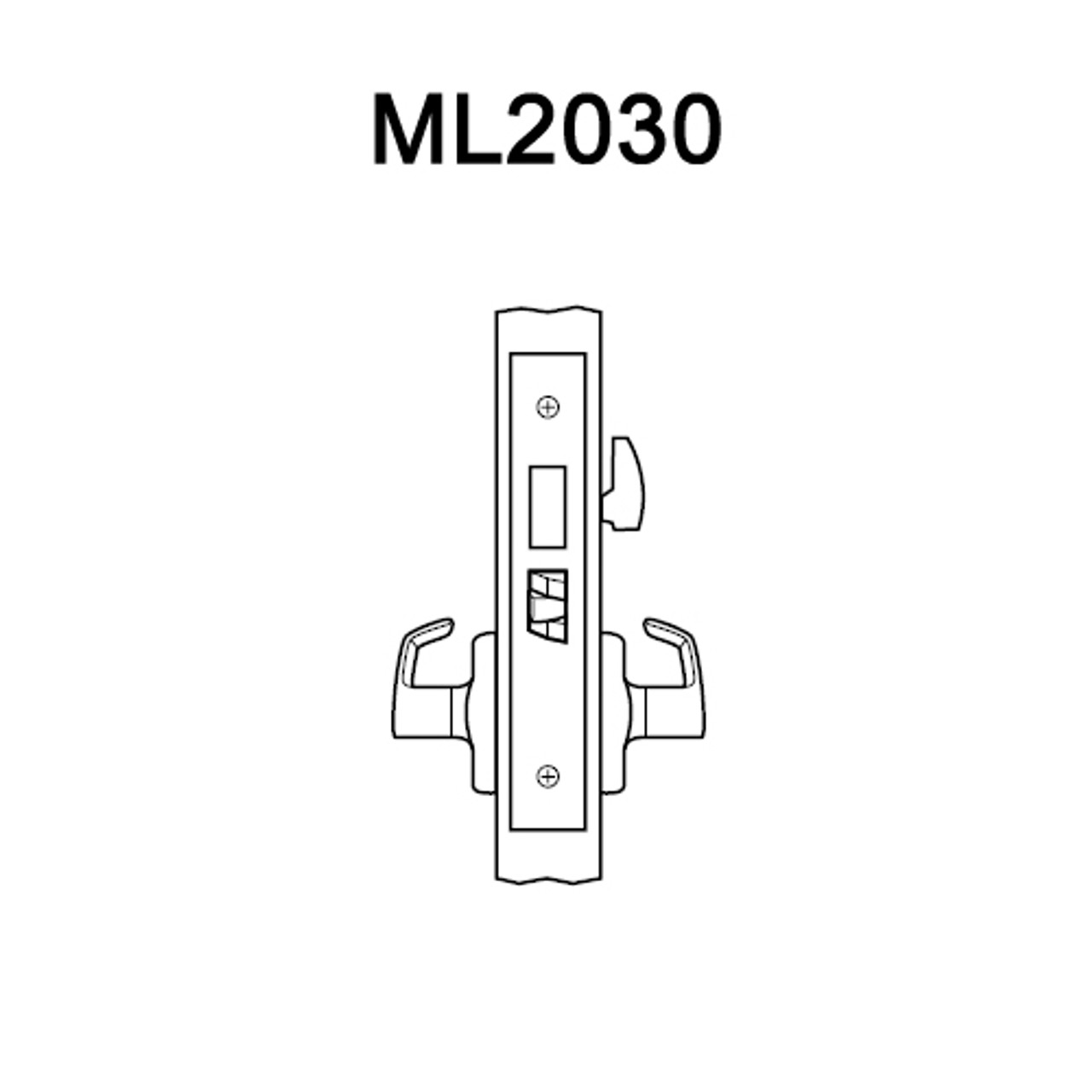 ML2030-LWA-605 Corbin Russwin ML2000 Series Mortise Privacy Locksets with Lustra Lever in Bright Brass