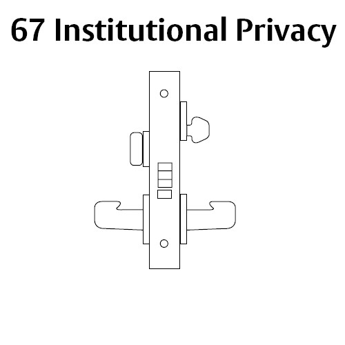 8267-LNE-26D Sargent 8200 Series Institutional Privacy Mortise Lock with LNE Lever Trim in Satin Chrome