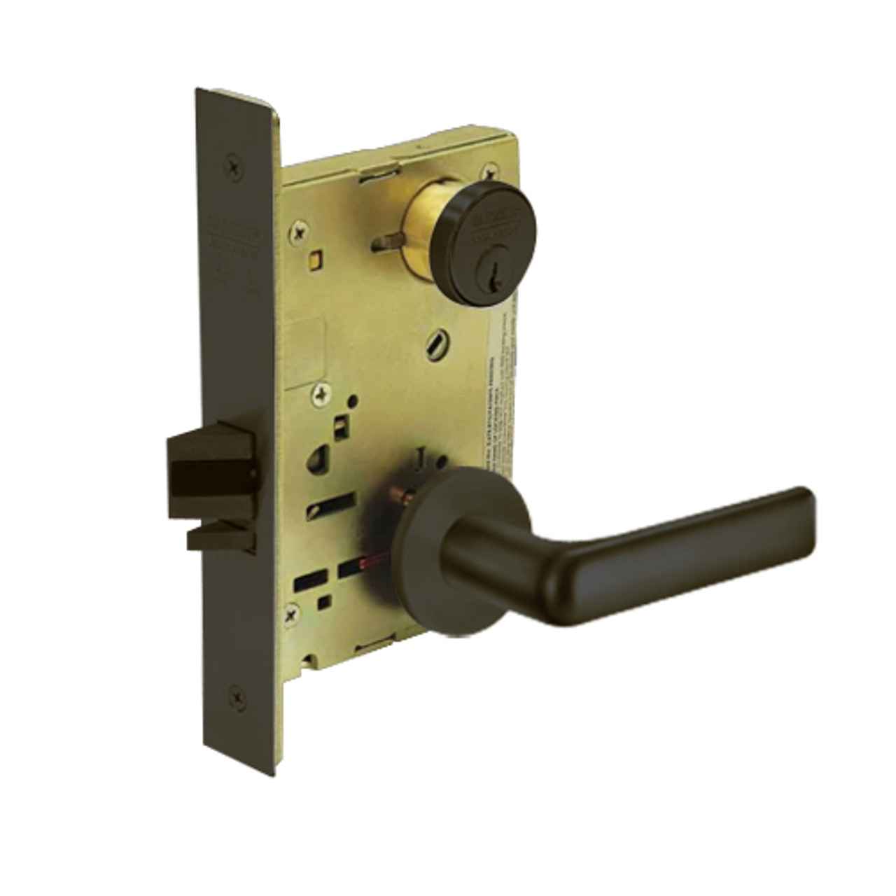 8231-LNE-10B Sargent 8200 Series Utility Mortise Lock with LNE Lever Trim in Oxidized Dull Bronze