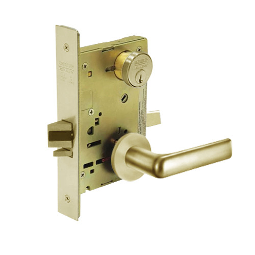 8256-LNE-04 Sargent 8200 Series Office or Inner Entry Mortise Lock with LNE Lever Trim in Satin Brass