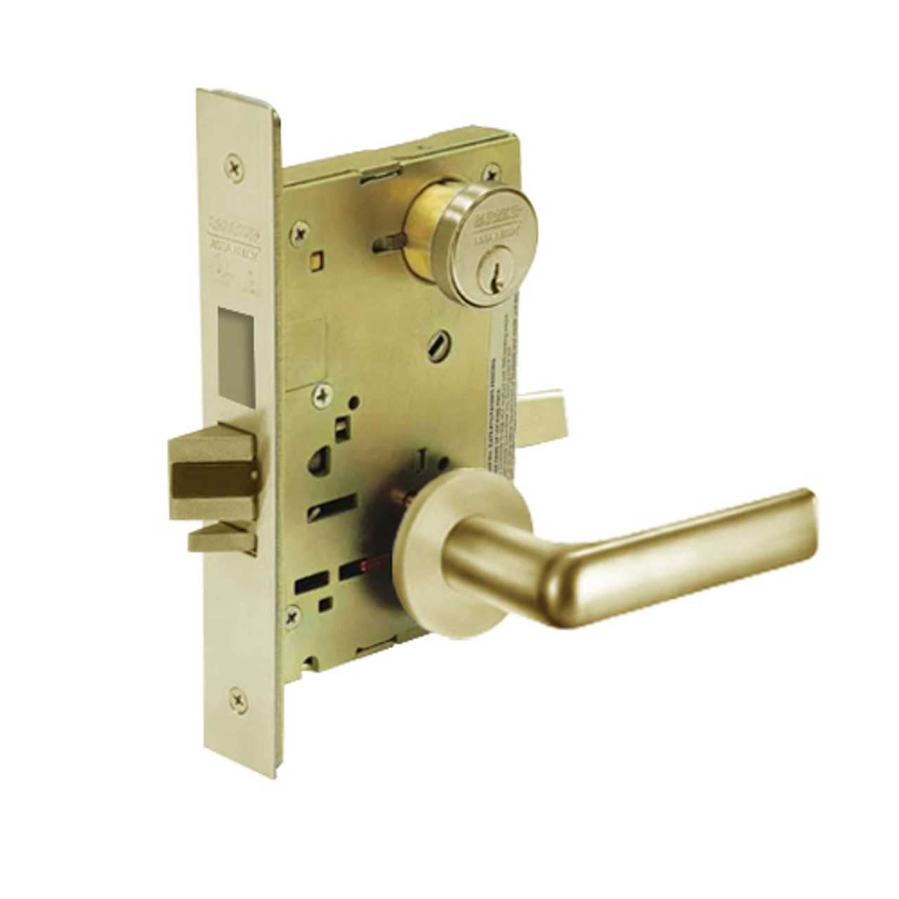 8249-LNE-04 Sargent 8200 Series Security Deadbolt Mortise Lock with LNE Lever Trim in Satin Brass