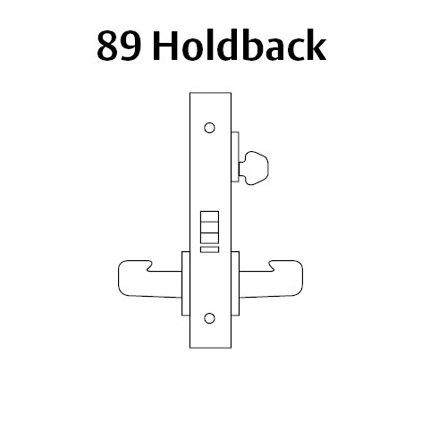 LC-8289-LNE-32D Sargent 8200 Series Holdback Mortise Lock with LNE Lever Trim Less Cylinder in Satin Stainless Steel