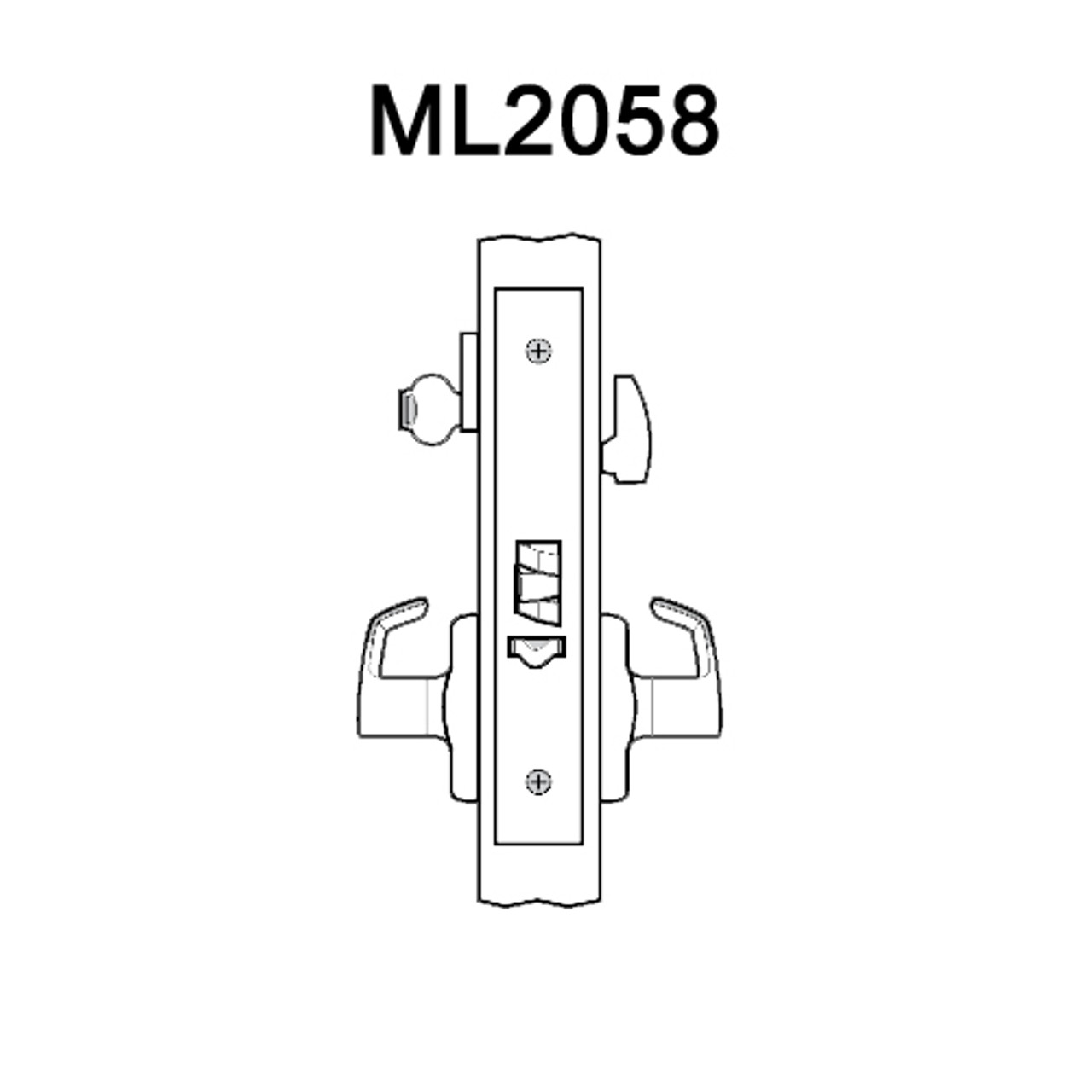 ML2058-RWA-605 Corbin Russwin ML2000 Series Mortise Entrance Holdback Locksets with Regis Lever in Bright Brass
