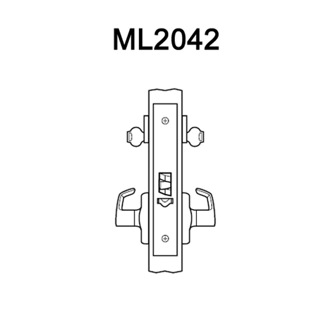 ML2042-RWA-618 Corbin Russwin ML2000 Series Mortise Entrance Locksets with Regis Lever in Bright Nickel