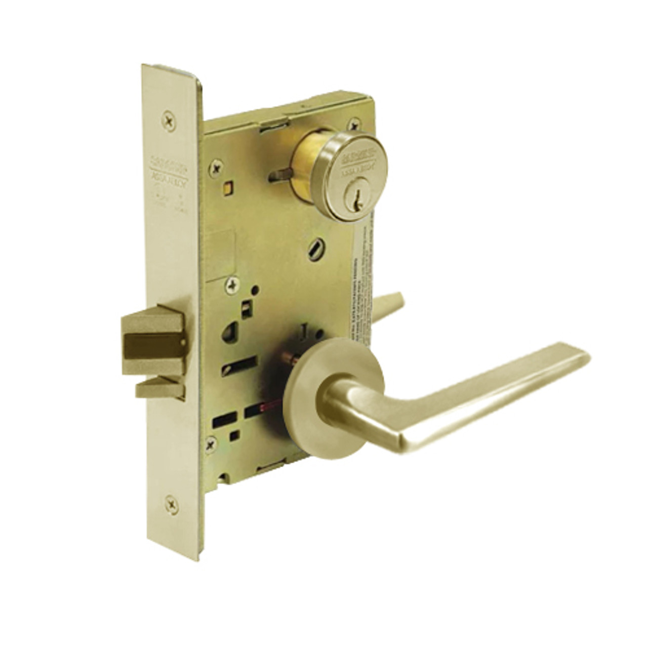 8204-LNF-04 Sargent 8200 Series Storeroom or Closet Mortise Lock with LNF Lever Trim in Satin Brass