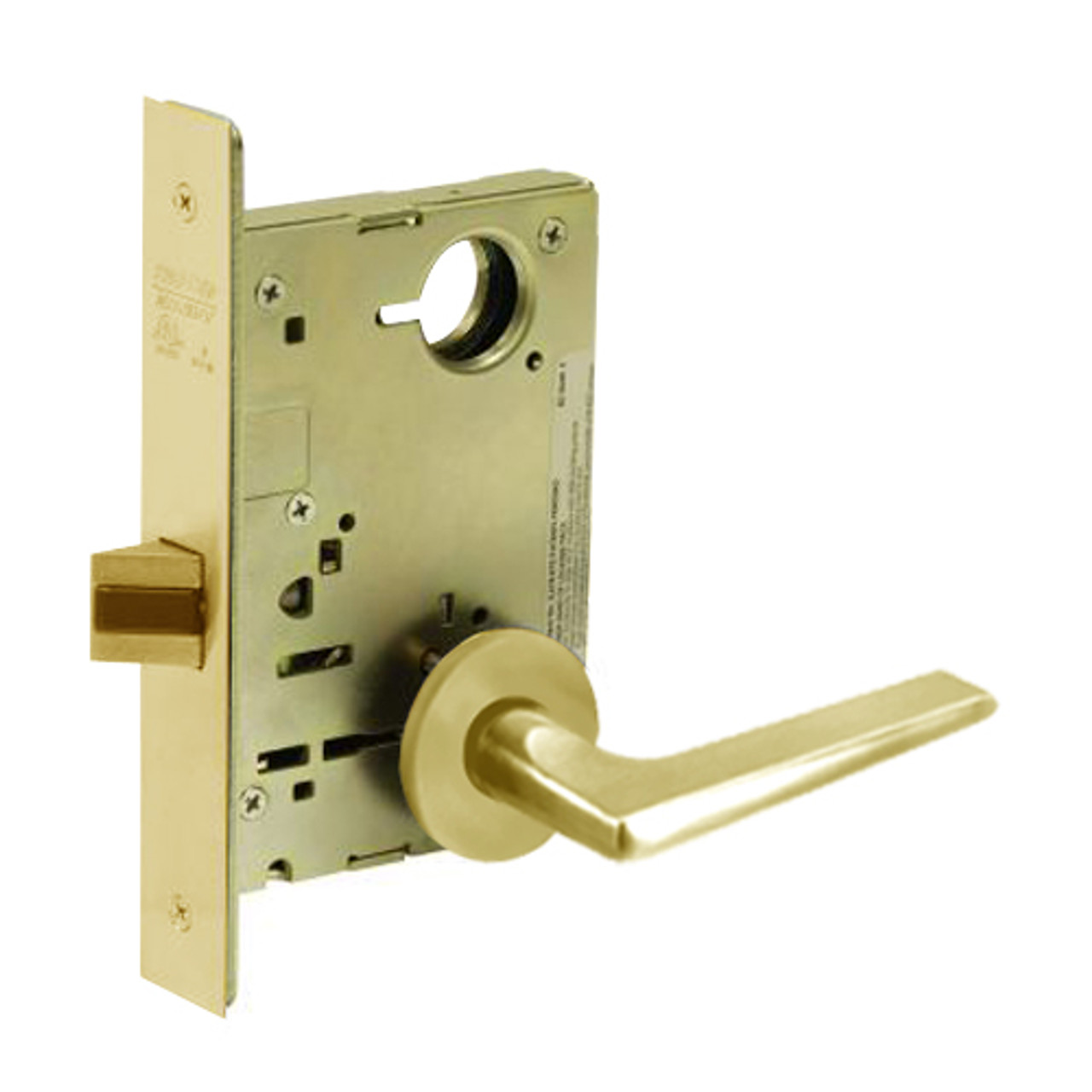 8213-LNF-03 Sargent 8200 Series Communication or Exit Mortise Lock with LNF Lever Trim in Bright Brass
