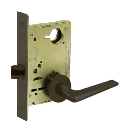 8213-LNF-10B Sargent 8200 Series Communication or Exit Mortise Lock with LNF Lever Trim in Oxidized Dull Bronze