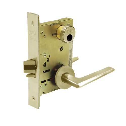 LC-8255-LNF-04 Sargent 8200 Series Office or Entry Mortise Lock with LNF Lever Trim Less Cylinder in Satin Brass