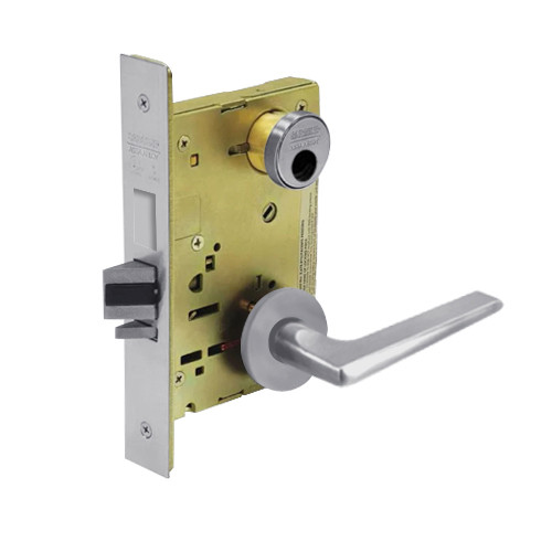 LC-8245-LNF-26D Sargent 8200 Series Dormitory or Exit Mortise Lock with LNF Lever Trim and Deadbolt Less Cylinder in Satin Chrome
