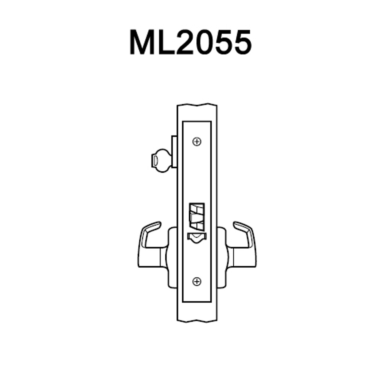 ML2055-LWM-629 Corbin Russwin ML2000 Series Mortise Classroom Locksets with Lustra Lever in Bright Stainless Steel