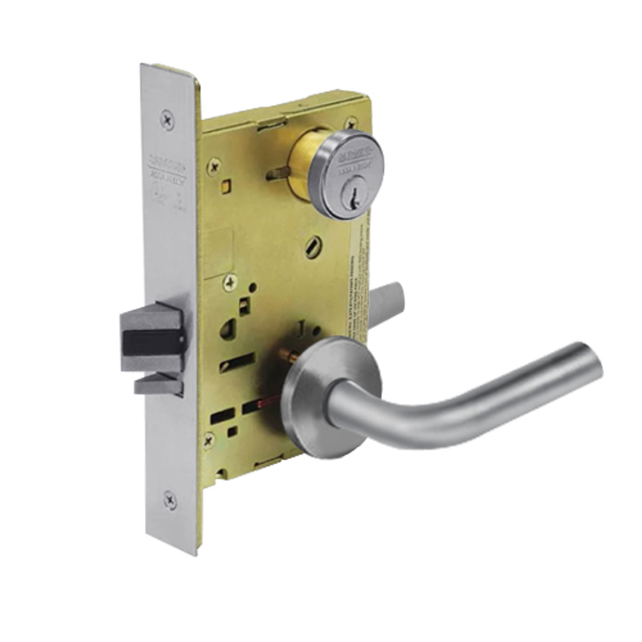 8205-LNW-26D Sargent 8200 Series Office or Entry Mortise Lock with LNW Lever Trim in Satin Chrome