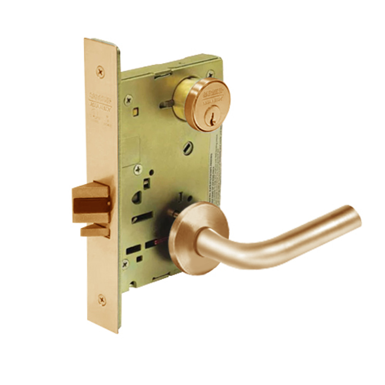 8231-LNW-10 Sargent 8200 Series Utility Mortise Lock with LNW Lever Trim in Dull Bronze