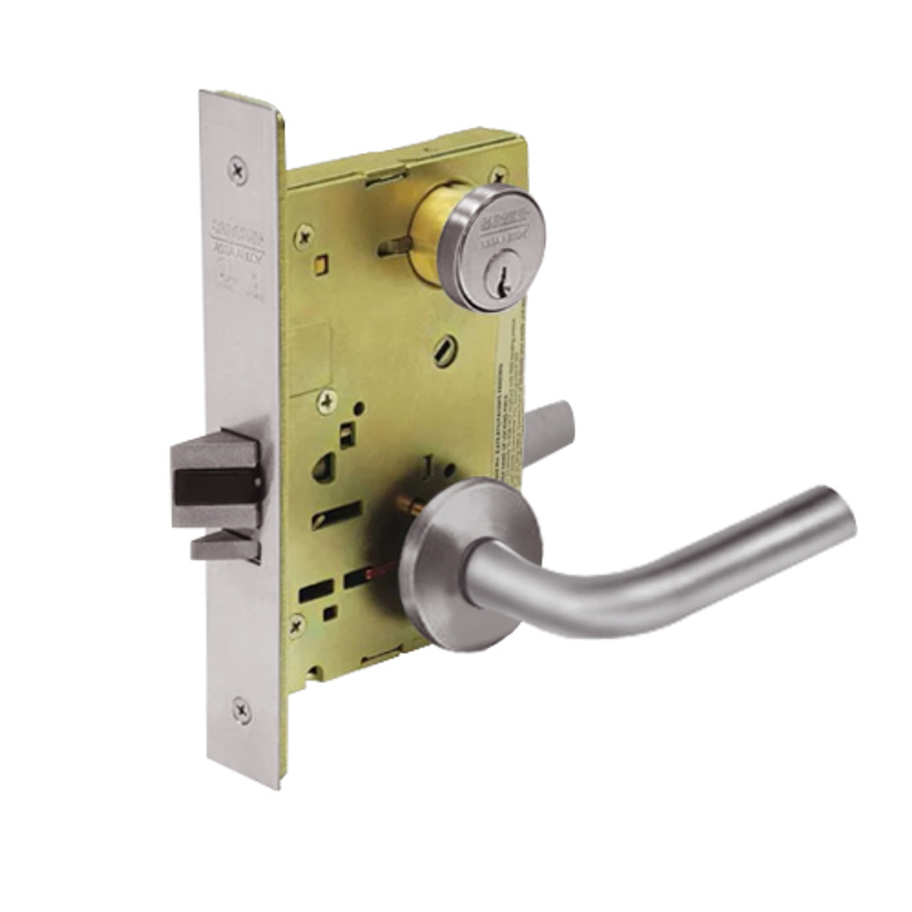 8256-LNW-32D Sargent 8200 Series Office or Inner Entry Mortise Lock with LNW Lever Trim in Satin Stainless Steel