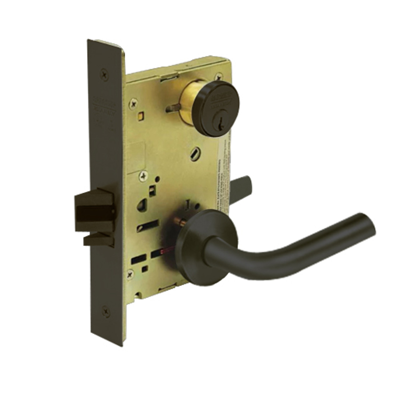 8289-LNW-10B Sargent 8200 Series Holdback Mortise Lock with LNW Lever Trim in Oxidized Dull Bronze