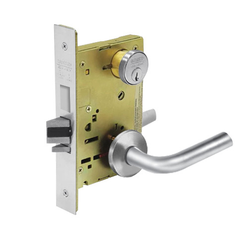 8224-LNW-26 Sargent 8200 Series Room Door Mortise Lock with LNW Lever Trim and Deadbolt in Bright Chrome