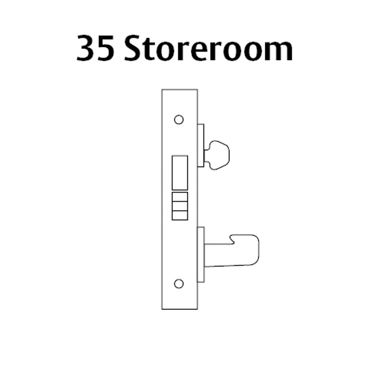 8235-LNW-26 Sargent 8200 Series Storeroom Mortise Lock with LNW Lever Trim and Deadbolt in Bright Chrome