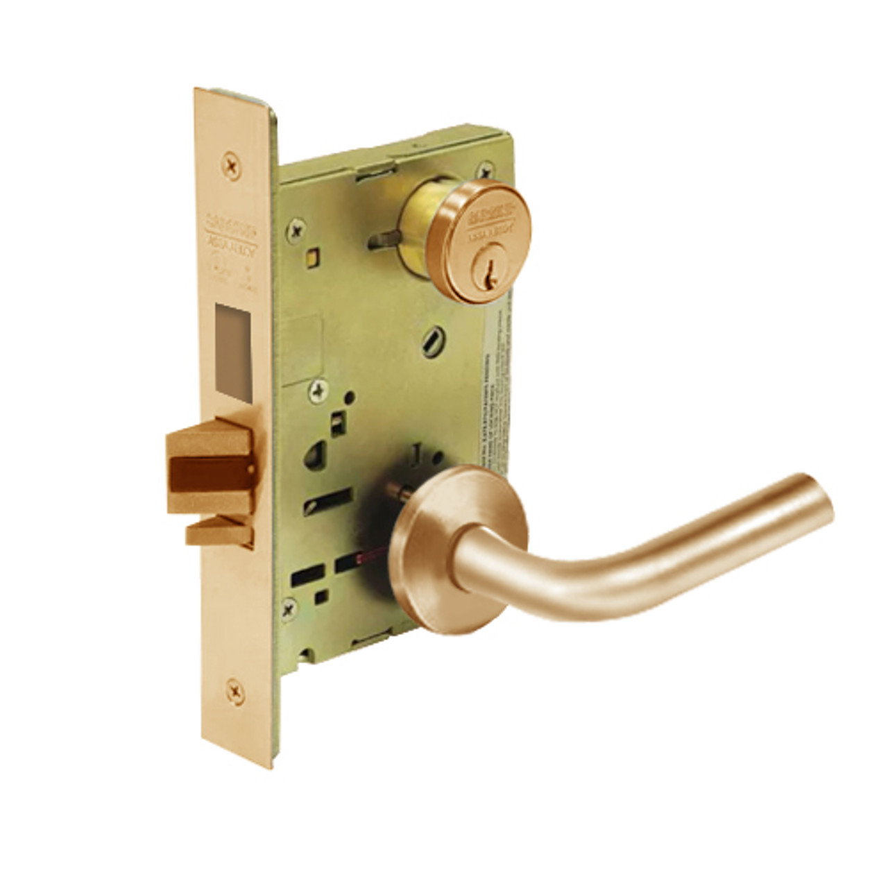 8235-LNW-10 Sargent 8200 Series Storeroom Mortise Lock with LNW Lever Trim and Deadbolt in Dull Bronze