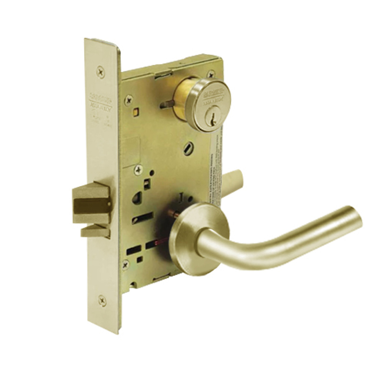 8217-LNW-04 Sargent 8200 Series Asylum or Institutional Mortise Lock with LNW Lever Trim in Satin Brass