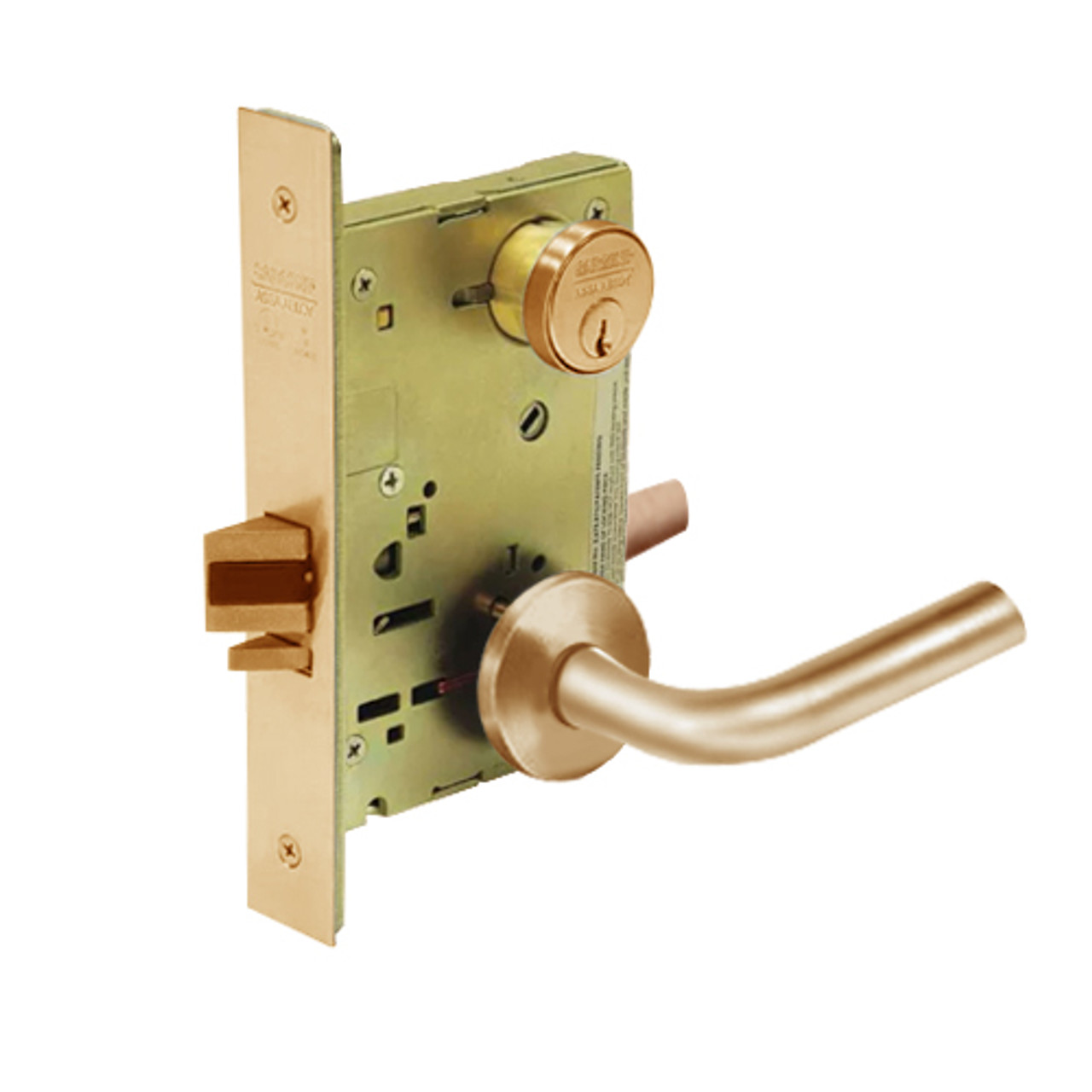 8259-LNW-10 Sargent 8200 Series School Security Mortise Lock with LNW Lever Trim in Dull Bronze