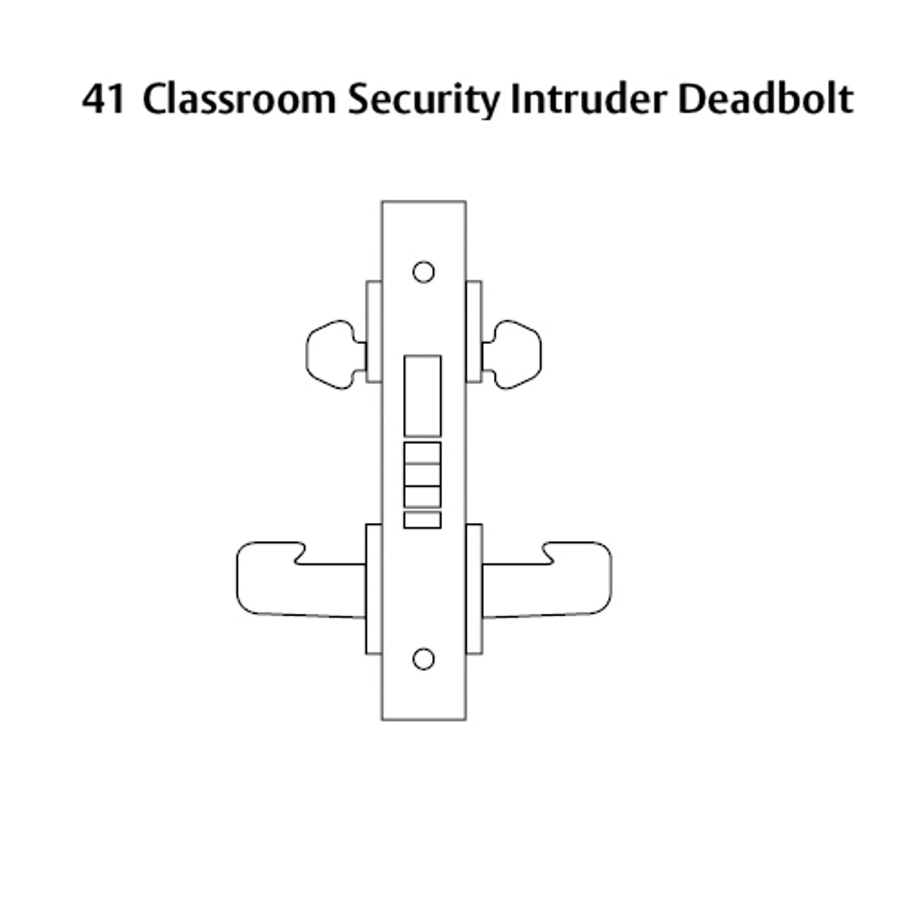 8241-LNW-04 Sargent 8200 Series Classroom Security Mortise Lock with LNW Lever Trim in Satin Brass