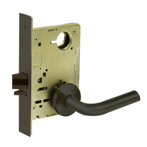 8213-LNW-10B Sargent 8200 Series Communication or Exit Mortise Lock with LNW Lever Trim in Oxidized Dull Bronze