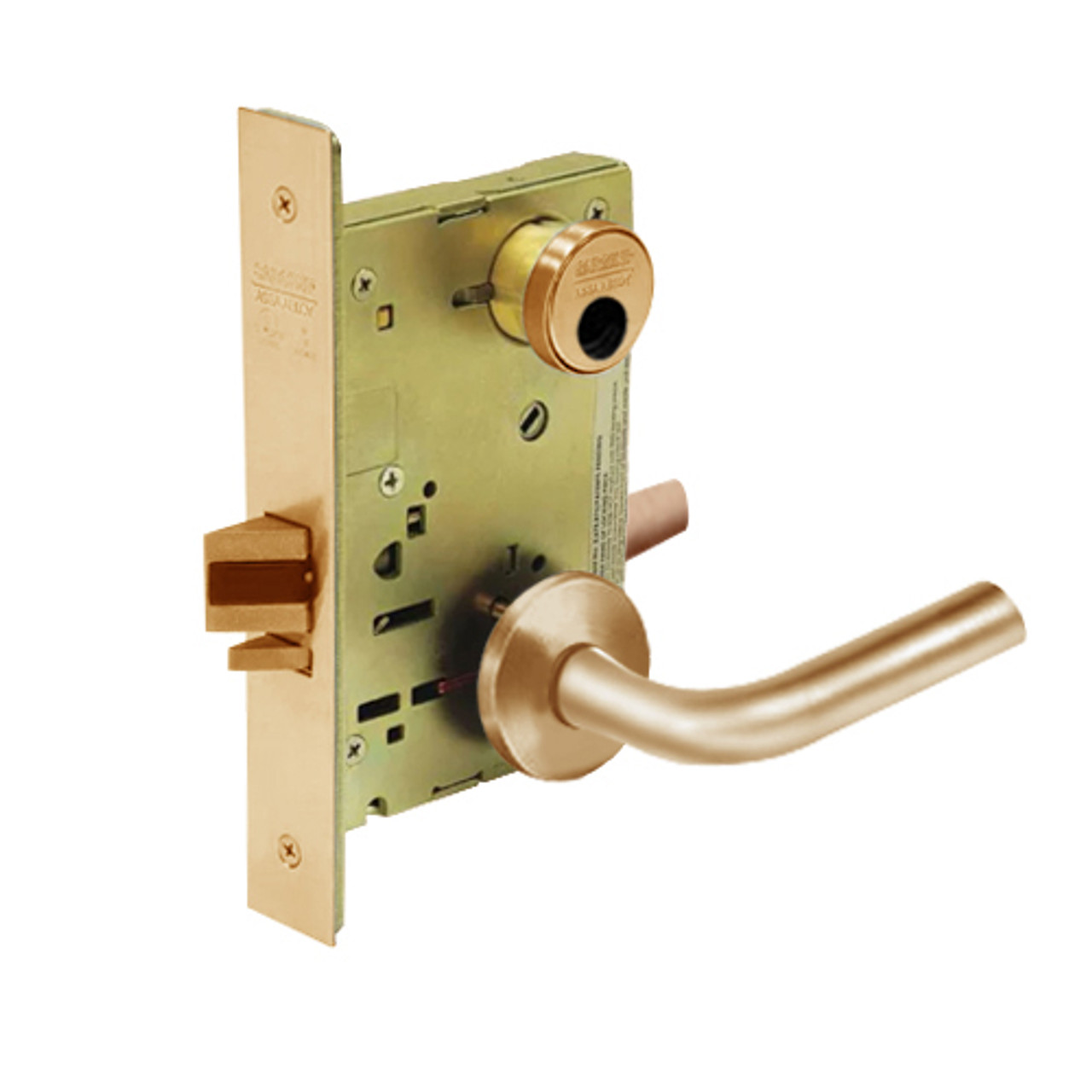 LC-8237-LNW-10 Sargent 8200 Series Classroom Mortise Lock with LNW Lever Trim Less Cylinder in Dull Bronze