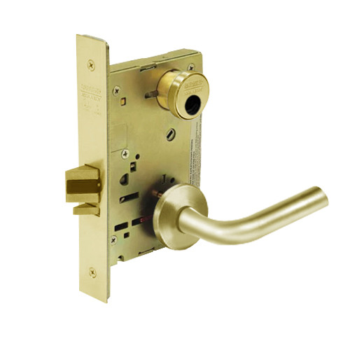 LC-8231-LNW-03 Sargent 8200 Series Utility Mortise Lock with LNW Lever Trim Less Cylinder in Bright Brass