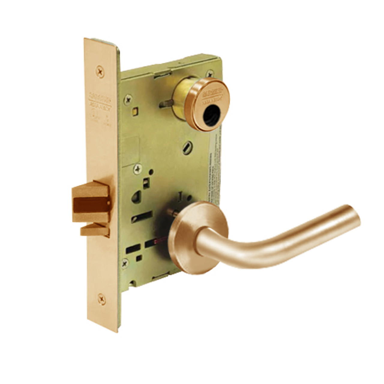 LC-8236-LNW-10 Sargent 8200 Series Closet Mortise Lock with LNW Lever Trim Less Cylinder in Dull Bronze