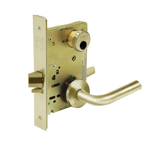 LC-8259-LNW-04 Sargent 8200 Series School Security Mortise Lock with LNW Lever Trim Less Cylinder in Satin Brass