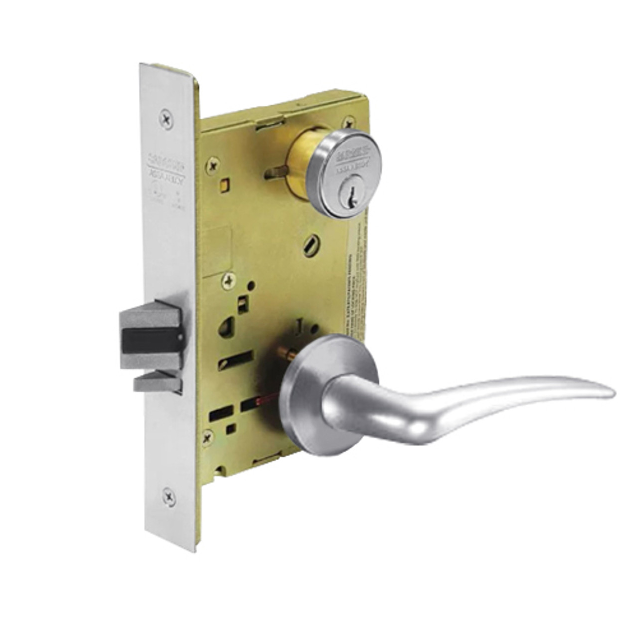 8205-LNA-26-LH Sargent 8200 Series Office or Entry Mortise Lock with LNA Lever Trim in Bright Chrome