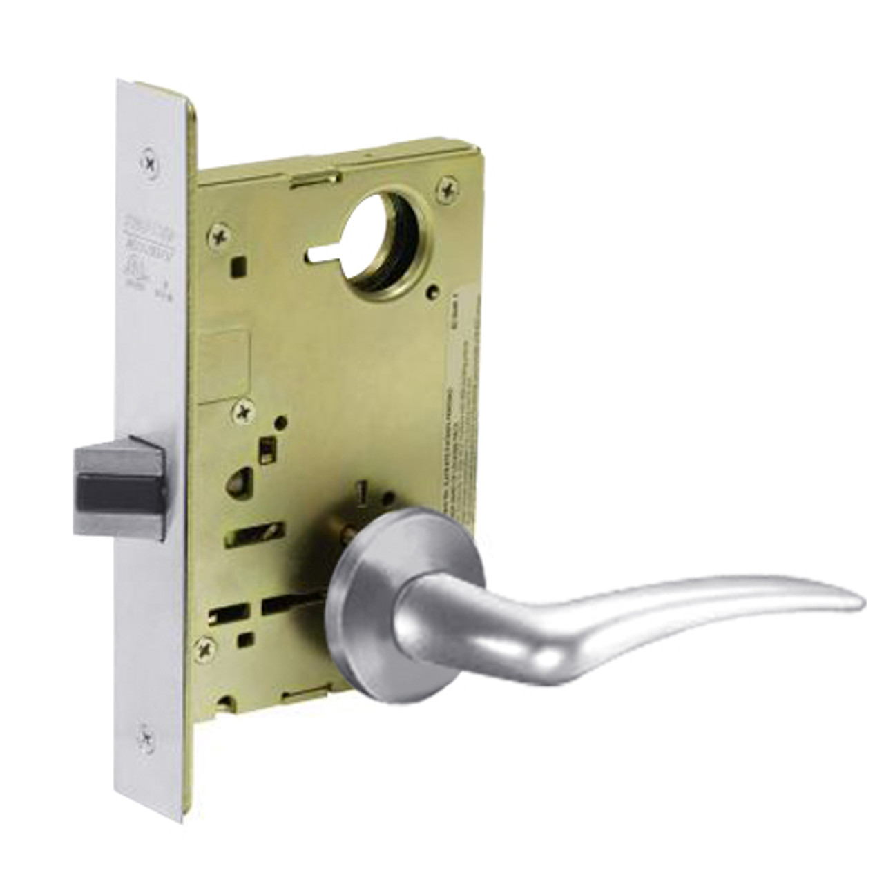 8215-LNA-26-LH Sargent 8200 Series Passage or Closet Mortise Lock with LNA Lever Trim in Bright Chrome